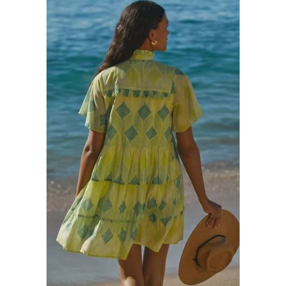 NWT Anthropologie Ro's Garden Vibeka Ruffle Mini Dress - Large - Picture 4 of 5